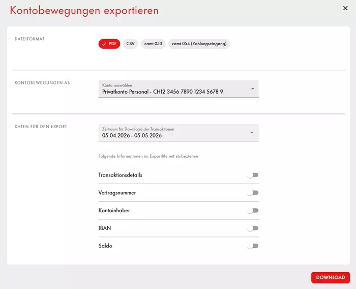 E-Banking PDF exportieren E-Banking PDF exportieren