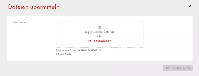 Zahlungsdatei übermitteln (Schritt 2) Zahlungsdatei übermitteln (Schritt 2)