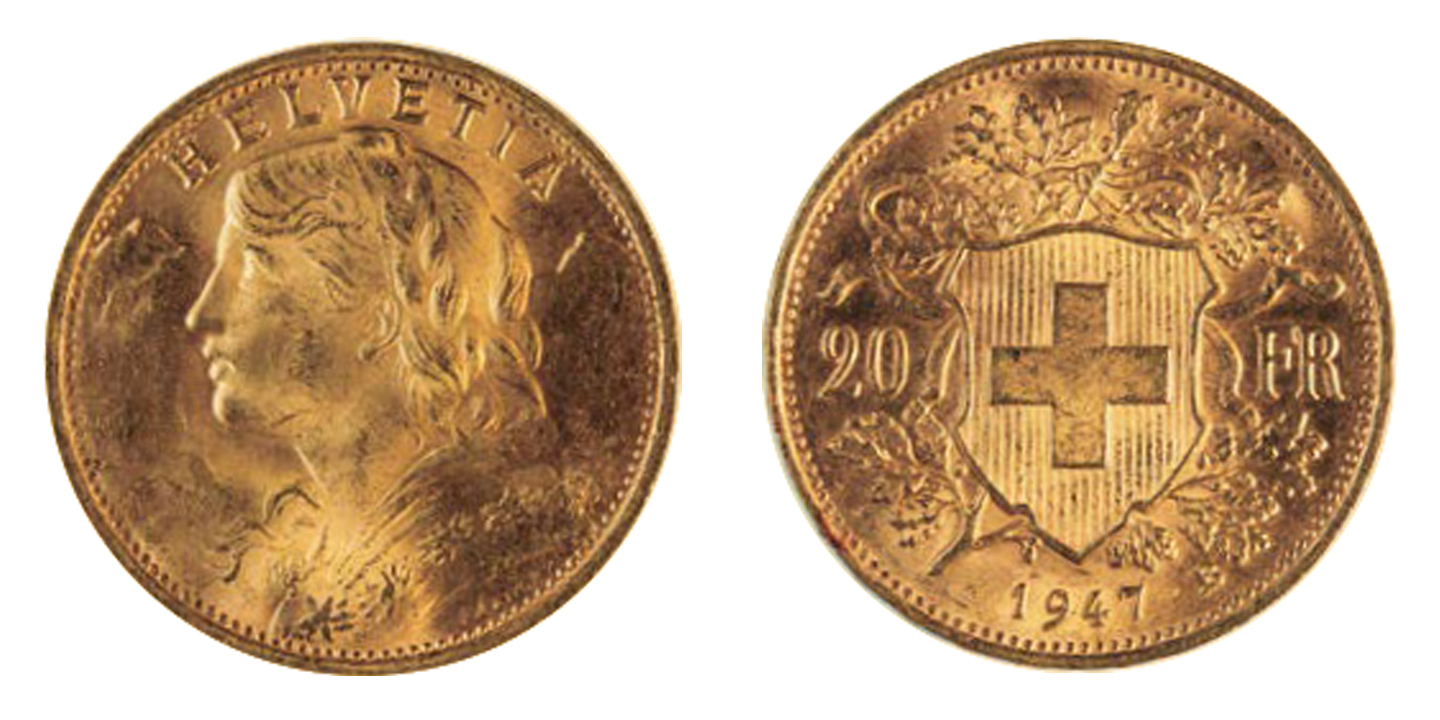 Goldmünze 20er-Vreneli, Schweiz